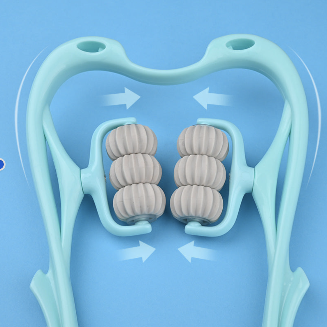 The NODE Swan squeeze handles in motion on a blue backdrop