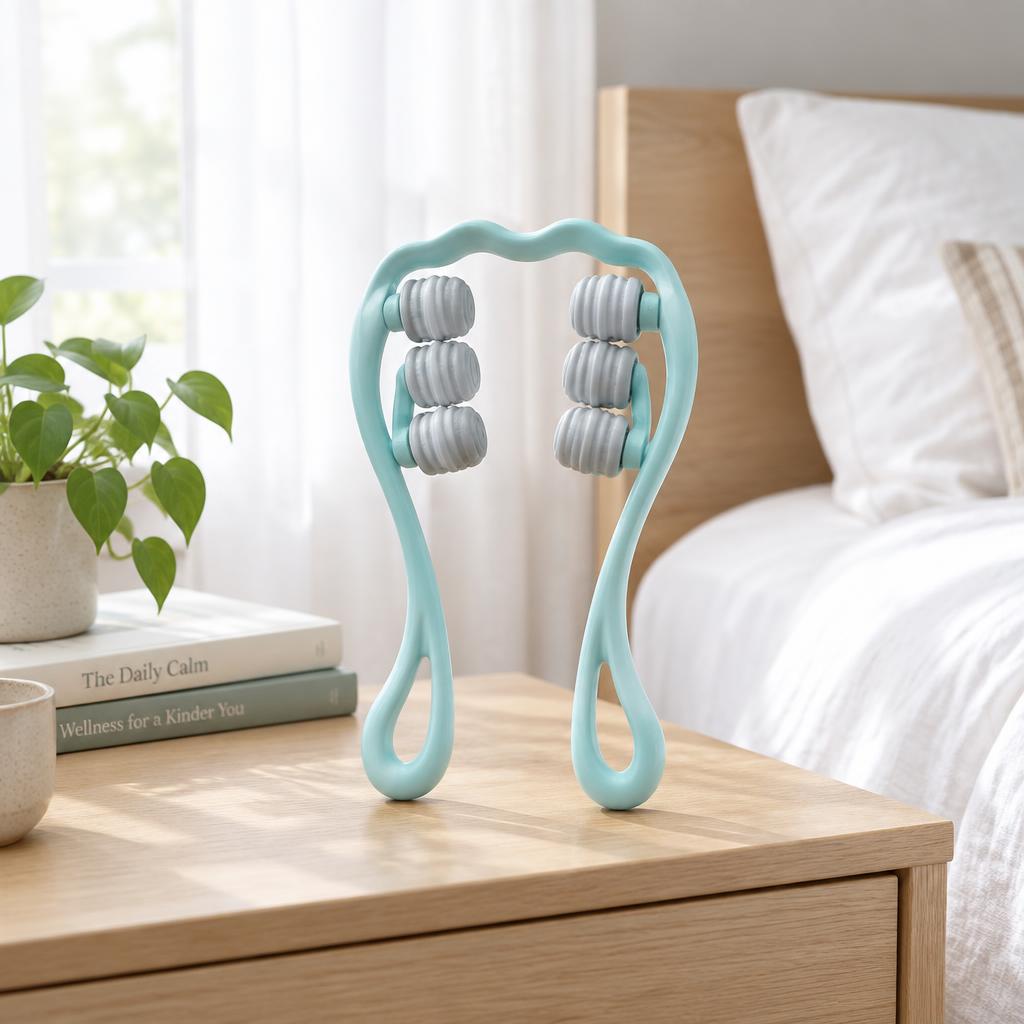 The NODE Swan standing on a bedside table in a Scandinavian bedroom